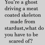 You're a ghost driving a meat-coated skeleton made from stardust