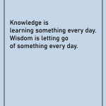Knowledge is learning something everyday