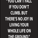 You can't fall if you don't climb.
