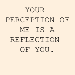 YOUR PERCEPTION OF ME IS A REFLECTION OF YOU.