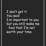 I don't get it. You said I.m important to you but you still make me