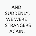 AND SUDDENLY, WE WERE STRANGERS AGAIN.