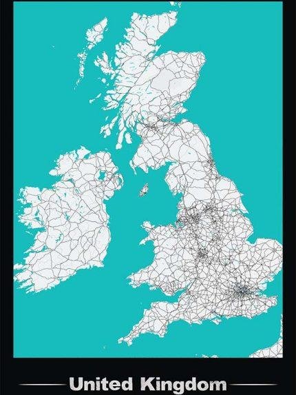 Wall Poster of Map of United Kingdom | Map Poster
